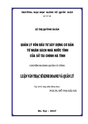 Quản Lý Vốn Đầu Tư Xây Dựng Từ Ngân Sách Nhà Nước Tỉnh
