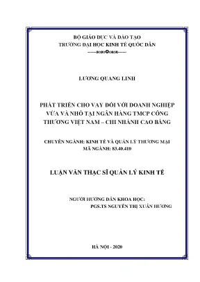 Phát Triển Cho Vay Doanh Nghiệp Vừa Và Nhỏ Tại Ngân Hàng