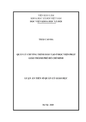 Quản Lý Chương Trình Đào Tạo Tại Học Viện Phật Giáo