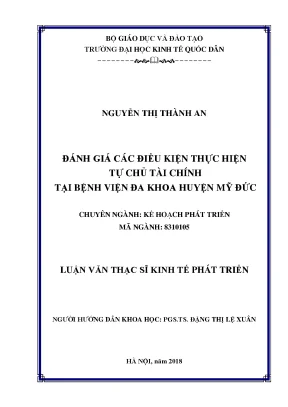 Đánh Giá Tự Chủ Tài Chính Tại Bệnh Viện Đa Khoa Huyện Mỹ Đức