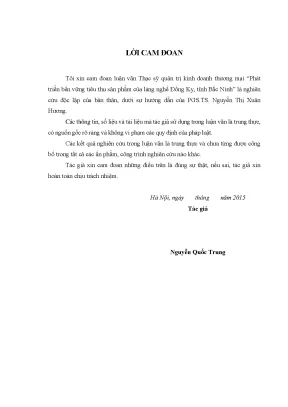 Phát Triển Bền Vững Tiêu Thụ Sản Phẩm Làng Nghề Đồng Kỵ,