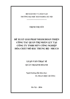 Giải Pháp Hoàn Thiện Quản Trị Nhân Lực Tại Công Ty TNHH