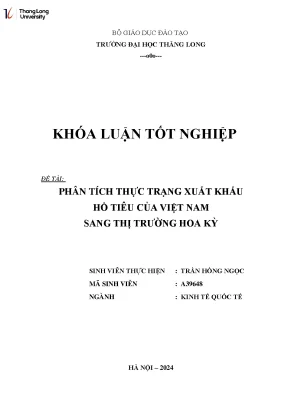 Phân Tích Xuất Khẩu Hồ Tiêu Việt Nam Sang Thị Trường Hoa Kỳ