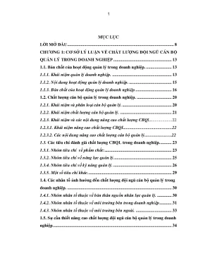 Nâng Cao Chất Lượng Đội Ngũ Cán Bộ Quản Lý Tại Doanh Nghiệp