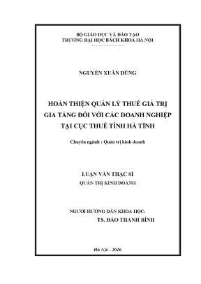Hoàn thiện quản lý thuế giá trị gia tăng cho doanh