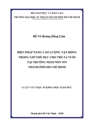 Biện Pháp Nâng Cao Lượng Vận Động Cho Trẻ 5-6 Tuổi Tại 