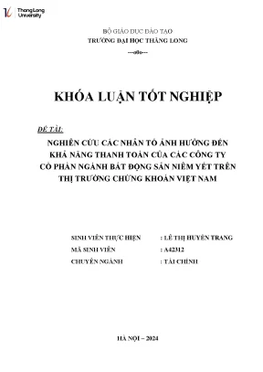 Nghiên Cứu Nhân Tố Ảnh Hưởng Đến Khả Năng Thanh Toán Của