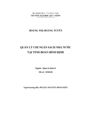 Quản Lý Chi Ngân Sách Nhà Nước Tại Tỉnh Đoàn Bình Định: