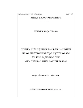 Nghiên Cứu Hệ Phân Tán Rắn Lacidipin Bằng Phương Pháp