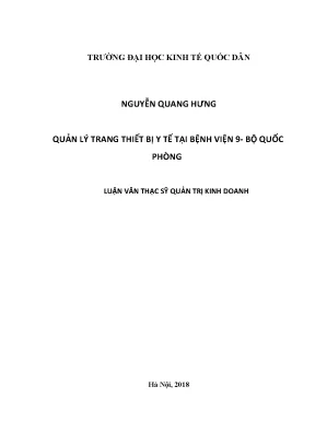 Quản Lý Trang Thiết Bị Y Tế Tại Bệnh Viện 9 - Bộ Quốc Phòng