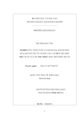 Nghiên Cứu Hiệu Suất Bộ Thu Nhiệt Mặt Trời Kiểu Hội Tụ