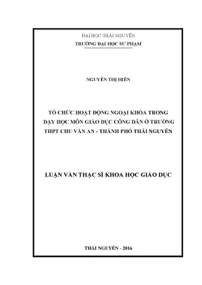 Hoạt Động Ngoại Khóa Trong Dạy Học Giáo Dục Công Dân Tại 