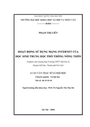 Nghiên Cứu Hoạt Động Sử Dụng Mạng Internet Của Học Sinh
