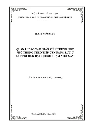 Quản Lý Đào Tạo Giáo Viên Trung Học Phổ Thông Theo Tiếp