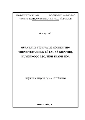 Quản Lý Di Tích và Lễ Hội Đền Thờ Trung Túc Vương Lê Lai