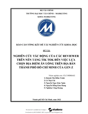 Tác Động Của Các Reviewer Đến Lựa Chọn Địa Điểm Ăn Uống