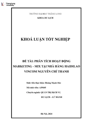 Phân Tích Hoạt Động Marketing-Mix Tại Nhà Hàng Haidilao 
