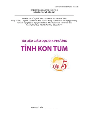 Tài Liệu Giáo Dục Địa Phương Tỉnh Kon Tum Dành Cho Học 