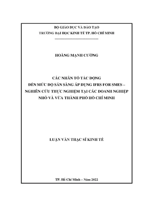 Nghiên Cứu Các Nhân Tố Ảnh Hưởng Đến Sự Sẵn Sàng Áp Dụng