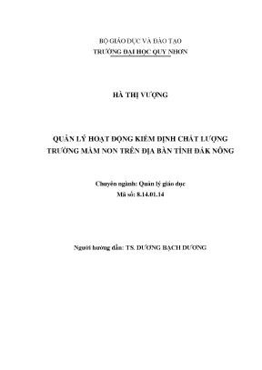 Quản Lý Kiểm Định Chất Lượng Trường Mầm Non Tại Đắk Nông