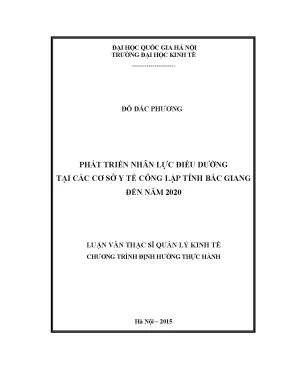 Phát Triển Nhân Lực Điều Dưỡng Tại Bắc Giang Đến Năm 2020