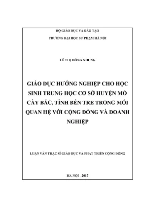 Giáo Dục Hướng Nghiệp Cho Học Sinh Trung Học Cơ Sở Tại 