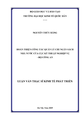 Hoàn thiện quản lý chi ngân sách nhà nước tại Cục Kỹ