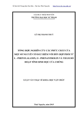 Nghiên cứu phức chất nguyên tố đất hiếm với