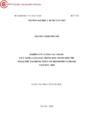 Nghiên Cứu Tương Tác Thuốc Lâm Sàng Tại Trung Tâm Y Tế