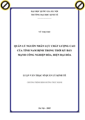 Quản Lý Nguồn Nhân Lực Chất Lượng Cao Tại Tỉnh Nam Định