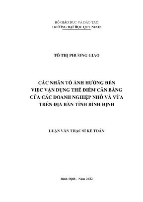 Các Nhân Tố Ảnh Hưởng Đến Việc Vận Dụng Thẻ Điểm Cân