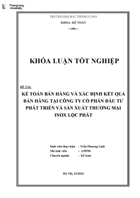 Khóa Luận Tốt Nghiệp Về Kế Toán Bán Hàng Tại Công Ty