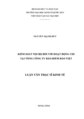 Kiểm Soát Nội Bộ Hoạt Động Chi Tại Tổng Công Ty Bảo Hiểm