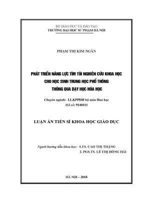 Phát Triển Năng Lực Tìm Tòi Nghiên Cứu Khoa Học Cho Học