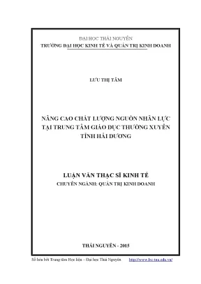 Nâng Cao Chất Lượng Nguồn Nhân Lực Tại Trung Tâm Giáo