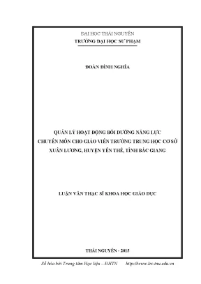 Quản Lý Bồi Dưỡng Năng Lực Chuyên Môn Cho Giáo Viên