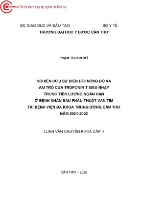 Nghiên Cứu Vai Trò Troponin T Siêu Nhạy Trong Tiên Lượng