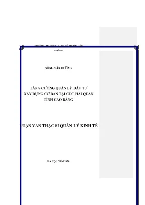 Tăng Cường Quản Lý Đầu Tư Xây Dựng Cơ Bản Tại Cục Hải 