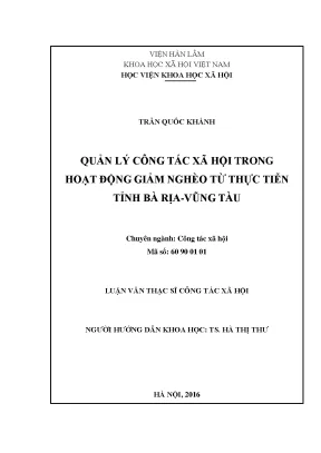 Quản Lý Công Tác Xã Hội Trong Hoạt Động Giảm Nghèo Tại