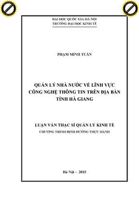 Quản Lý Nhà Nước Về Công Nghệ Thông Tin Tại Tỉnh Hà Giang