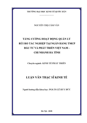 Tăng Cường Quản Lý Rủi Ro Tác Nghiệp Tại Ngân Hàng TMCP