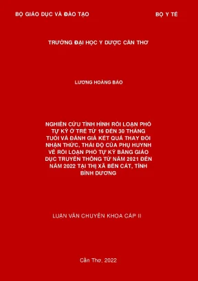 Nghiên Cứu Rối Loạn Phổ Tự Kỷ Ở Trẻ Từ 16 Đến 30 Tháng
