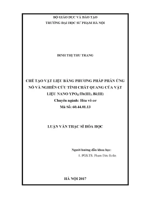 Nghiên Cứu Vật Liệu Nano YPO4:Tb(III), Bi(III) Bằng