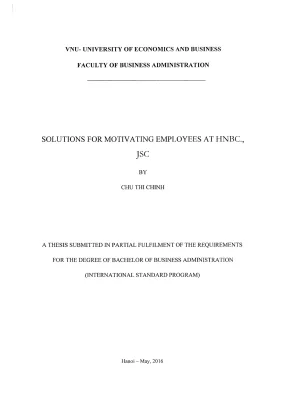 Giải pháp thúc đẩy động lực nhân viên tại HNBC., JSC