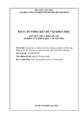 Khảo Sát Xạ Khuẩn Kháng Nấm Mốc Gây Bệnh Đốm Lá Dâu Tây