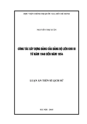 Công Tác Xây Dựng Đảng Liên Khu III (1948-1954): Kinh