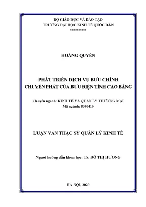 Phát Triển Dịch Vụ Bưu Chính Chuyển Phát Tại Bưu Điện