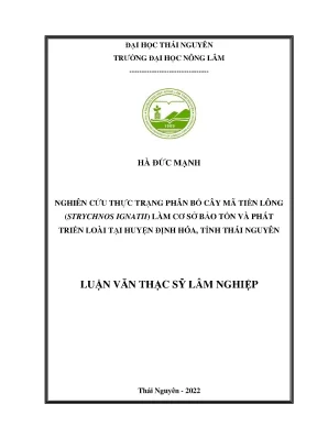 Nghiên Cứu Phân Bố Cây Mã Tiền Lông (Strychnos Ignatii)