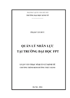 Quản Lý Nhân Lực Tại Trường Đại Học FPT: Thực Trạng và