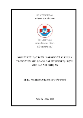 Nghiên Cứu Viêm Mũi Xoang Cấp Ở Trẻ Em Tại Bệnh Viện Sản
